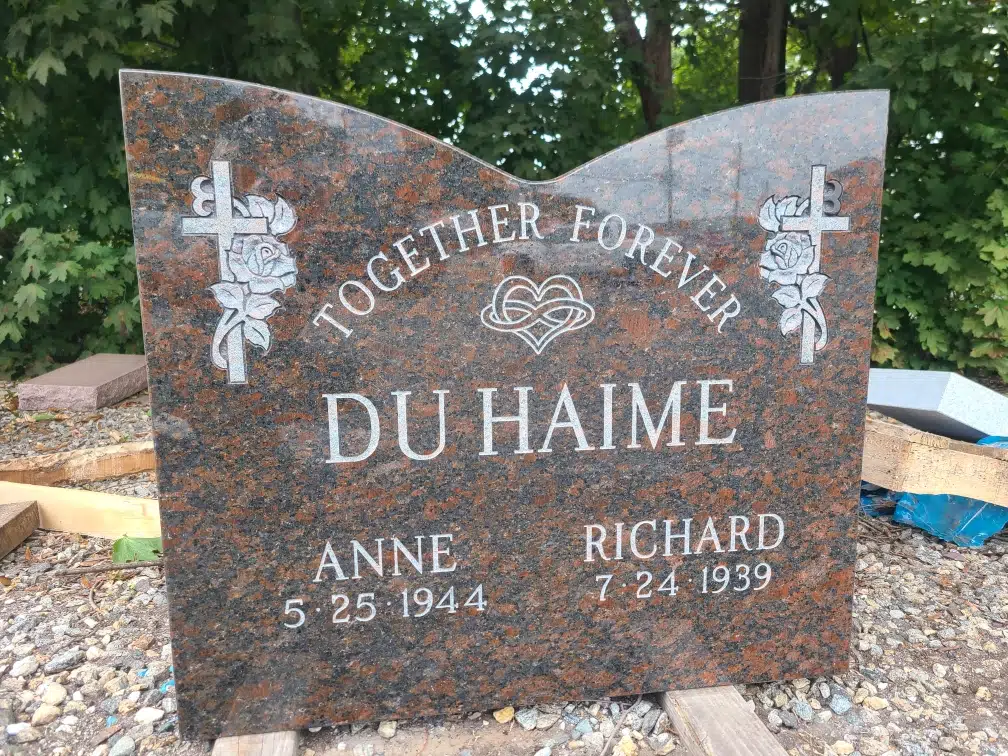 Granite Flat Headstone / Marker hand-carved by Single Marker Designs in NJ — image 2