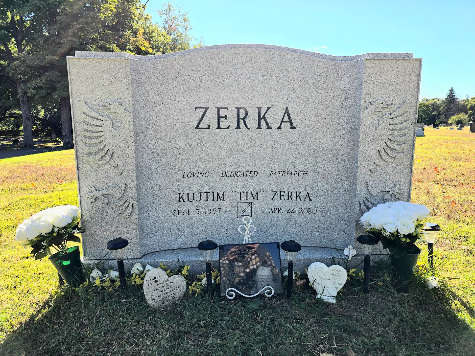 Granite Flat Headstone / Marker hand-carved by Single Marker Designs in NJ — image 4